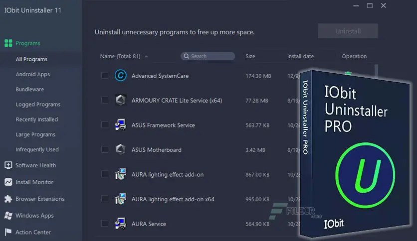 IObit Uninstaller - free Le applicazioni che non possono essere facilmente rimosse utilizzando la solita procedura di disinstallazione di